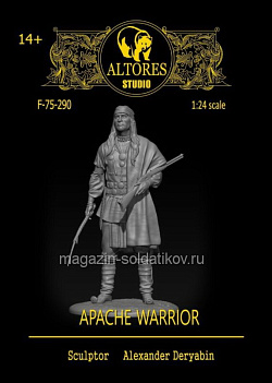 Сборная миниатюра из смолы Воин Апачи, 75 мм, Altores studio, (F-75-290) (F-75-290 )