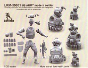 Сборная миниатюра из смолы Современный солдат армии США, 1:35, Live Resin - фото