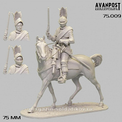 Сборная миниатюра из смолы Конный кирасир, 1630 г. 75 мм, Аванпост (75009) (75009)