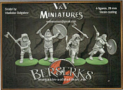 Фигурки из смолы Берсеркеры, 4 фигуры, 28 мм, V&V miniatures - фото