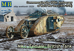 Сборная модель из пластика Британский танк МК1 Female, 1916 г. Битва на Сомме, 1:72, Master Box
