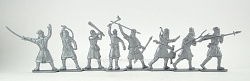 Солдатики из пластика Крестьяне и разбойники (8 шт, серебристый цвет, в коробке), 54мм Воины и битвы