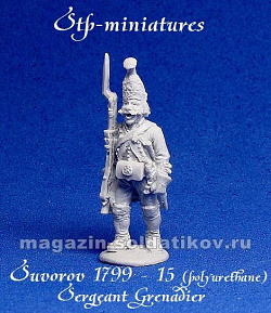 Сборная фигура из смолы Сержант-гренадер, Альпийский поход Суворова 1799 г., Россия, 28 мм STP-miniatures
