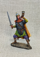 Миниатюра из олова Русский воин с рогом , XIII в., 54 мм - фото