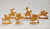 Солдатики из пластика Русские конные витязи (6 шт, пластик, золотой) Воины и битвы (6 шт.) - фото