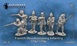 Сборная миниатюра из смолы Французская революционная пехота: фузилеры, 28 мм, Аванпост