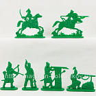 Солдатики из пластика Орбулак, 1643 год. Казахи, часть 1 (6 шт, светло-зеленый), 52 мм, Солдатики ЛАД
