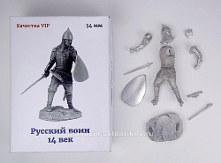Сборная миниатюра из металла Русский воин, XIV век, (KIT) 54 мм Новый век