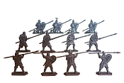 Солдатики из пластика Русская пешая дружина, Большой полк (12 шт, серебряный), Воины и битвы - фото