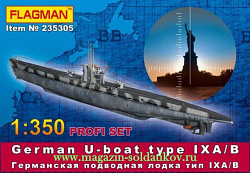 Сборная модель из пластика ФЛ 235305 Германская подводна лодка тип IX A/B Profi Set (1/350) Flagman