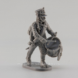 Сборная миниатюра из смолы Батальонный барабанщик мушкетёрского полка, в атаке, 28 мм, Аванпост
