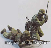 Сборная миниатюра из смолы Немецкая снайперская пара СС. 1943-45. Две фигуры. 1/35 Tank - фото