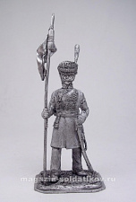 Миниатюра из олова 104 РТ Казак с флагом, 54 мм, Ратник - фото