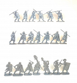 Солдатики из пластика Игровой состав. Тевтобург: Римские легионеры (12+8 шт, серебро) 52 мм, Солдатики ЛАД