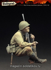 Сборная миниатюра из смолы Пулеметчик РККА, 1/35, Stalingrad - фото