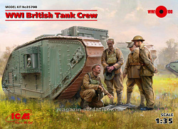 Сборные фигуры из пластика Британский танковый экипаж І МВ, 4 фигуры, (1/35) ICM