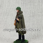 Автоматчик в каске и плащ-палатке, 1943-45 гг. СССР, 54 мм (QF0069) (QF0069)