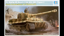Сборная модель из пластика Танк Pz.Kpfw.VI Ausf.E Sd.Kfz.181 Tiger I (Late Production) w/Zimmerit1:35 Трумпетер (09540) (09540)