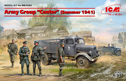Сборные фигуры из пластика Группа армий «Центр» лето 1941 г. (Kfz.1, Typ L3000S, германская пехота, 4 фигуры (1/35) ICM (DS3502) (DS3502)