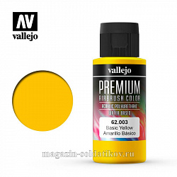 Краска акрил-уретановая Vallejo Premium, желтая основная, 60 мл, Vallejo Premium