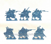 Солдатики из пластика Тевтонский орден. Конные рыцари, 54 мм (6 шт, синий металлик), Воины и битвы - фото