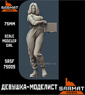 Сборные фигуры из смолы Девушка-моделист, 75 мм, Sarmat Resin - фото