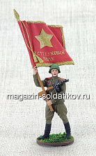 Старшина Красной Армии с полковым знаменем, 1943-45 гг, 54 мм - фото