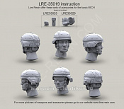 LRE35019 Шлем  армии США ACH-MICH в чехле с нашлемным фонарём Surefire HL1-A, 1:35, Live Resin