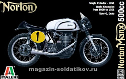 Сборная модель из пластика ИТ Мотоцикл Norton Manx 500cc 1951 (1/9) Italeri