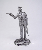 Миниатюра из олова 107 РТ Английский офицер с пистолетом, 54 мм, Ратник - фото
