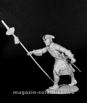 Сборная миниатюра из металла Русский офицер пехоты Петра I 1704-20 гг. 54 мм, Chronos miniatures - фото