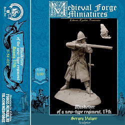 Musketeer of a new-type regiment 17 th, 54 mm Medieval Forge Miniatures (B-54-024) (B-54-024)