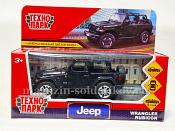 Jeep Wrangler Rubicon, металл, 11 см, цвет черный, Технопарк - фото