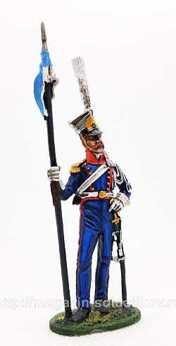 Миниатюра из олова Рядовой уланского полка, Франция, 1809-1813 г., 54 мм, Студия Большой полк (БП0388.12.03.54) (БП0388.12.03.54)