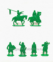 Солдатики из пластика Барон Манфре и его люди, 54 мм (6 шт, зеленый) Воины и битвы - фото