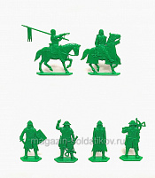 Солдатики из пластика Барон Манфре и его люди, 54 мм (6 шт, зеленый) Воины и битвы - фото