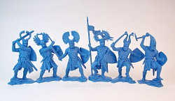 Солдатики из мягкого резиноподобного пластика Германские рыцари - 3 (синий цвет), н 6 шт, 1:32, Солдатики Публия