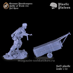 Солдатики из пластика Немецкие парашютисты. Битва за Крит 1941г. набор № 3, 1:32 Plastic Platoon
