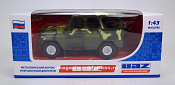Масштабная модель в сборе и окраске Машина UAZ камуфляж инерционная, 1:43 - фото