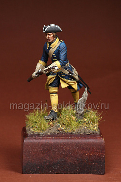 Сборная фигура из смолы SM 75-005 Мушкетёр шведской пехоты. Северная Война 1700-1721, 75 мм, SOGA miniatures