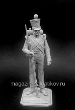 Сборная фигура из металла Шассер 16-го легкого пехотного батальона, Голландия 1815 г., 54 мм, Chronos miniatures - фото