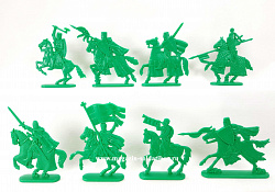 Солдатики из пластика Рыцари тевтонского ордена. Тяжкий XIII век (8 шт, зеленый) 52 мм, Солдатики ЛАД