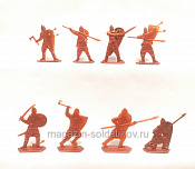 Солдатики из пластика Русская пешая дружина, 54 мм (8 шт, медный), Воины и битвы - фото