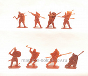 Солдатики из пластика Русская пешая дружина, 54 мм (8 шт, медный), Воины и битвы - фото