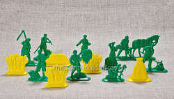 Солдатики из пластика Хлеб-всему голова, полный набор (14 шт, зелёный) Воины и битвы