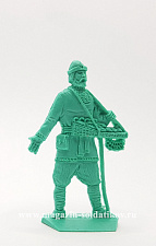 Солдатики из пластика Киевская Русь. Мирный житель. Коробейник Завид (зеленый), Воины и битвы - фото
