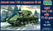 Сборная модель из пластика Советский легкий танк Т-80 с пушкой ВТ-43 UM (1/72) - фото