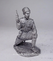 Миниатюра из олова 176 РТ Офицер Атаманского полка Отдельной Семиреческой армии, 54 мм, Ратник - фото