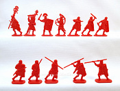 Солдатики из пластика Тевтобург: Римские легионеры (12 шт, красный) 52 мм, Солдатики ЛАД - фото