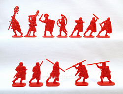 Солдатики из пластика Тевтобург: Римские легионеры (12 шт, красный) 52 мм, Солдатики ЛАД